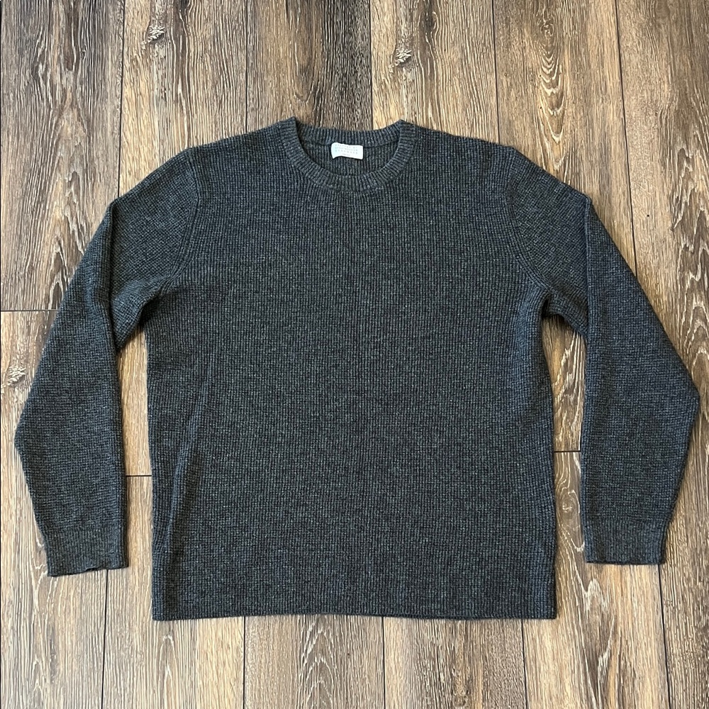 CANDY & CAVIAR Round Neck THICK 100% Cashmere Womens (XL) Gray RIBBED Sweater